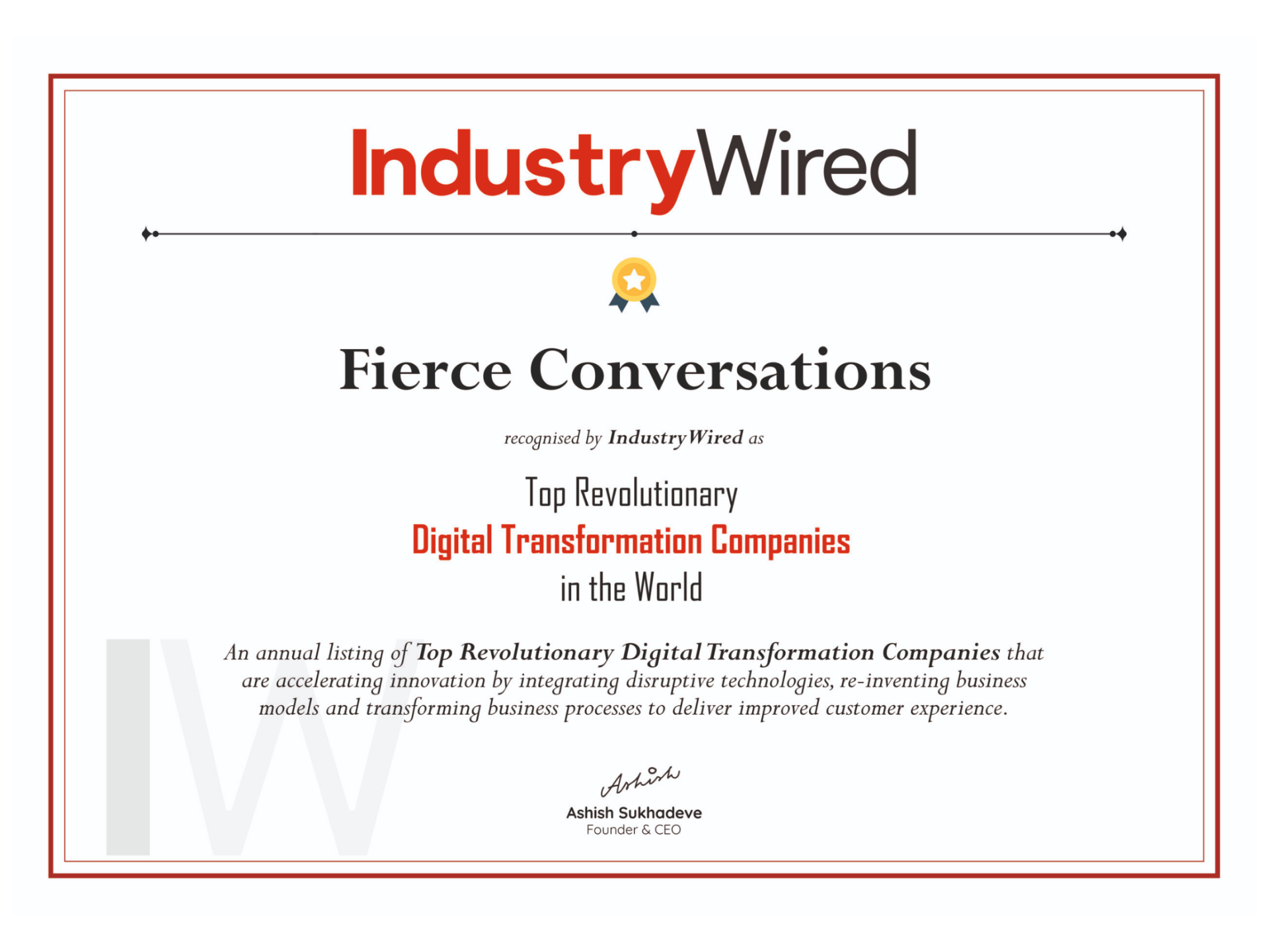 FIERCE NAMED INDUSTRYWIRED’S TOP DIGITAL TRANSFORMATION COMPANIES