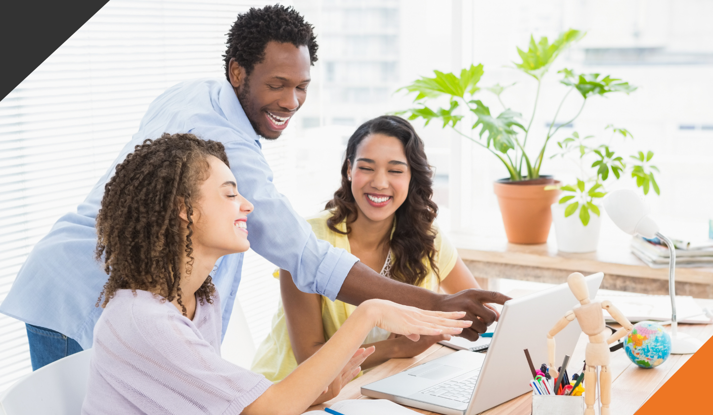 3 employees demonstrating agile principles while working on a product schedule